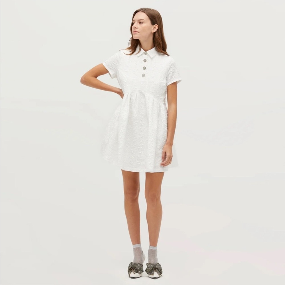 Hill House Rosalind Dress Puffy White Jacquard M NWT